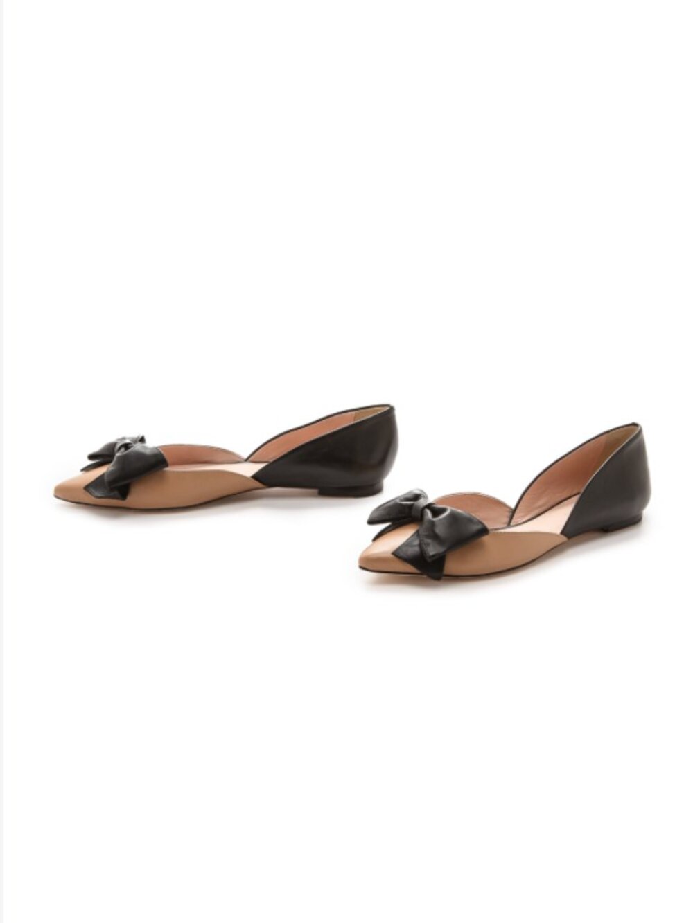 Kate Spade General Bow D'Orsay Ballet Flats Leather Slip On Pointed Toe Nude 7.5